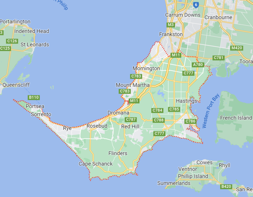 where is the mornington peninsula map